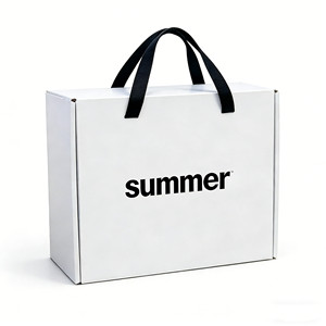 Scatola Regalo <span class=keywords><strong>con</strong></span> Manico Bianco, Logo Personalizzato <span class=keywords><strong>con</strong></span> Stampa in Lamina, Scatola in Cartone Ondulato Riciclabile per Spedizioni <span class=keywords><strong>con</strong></span> Inserto - Product Image 1