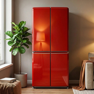 Frigorifero Elettrico Retrò Rosso a Quattro Porte Stile Francese da Incasso 516L con Raffreddamento ad Aria e Sistema No-Frost per Uso Domestico e Alberghiero - Product Image 1