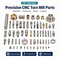 Composants multi-matériaux usinés par tournage CNC : acier inoxydable, aluminium, laiton, cuivre, arbres, brides, buses, filetés, OEM