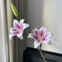 Dekorasi Pernikahan Bunga Lily Simulasi 2 Bunga 1 Buah Bunga Lily Besar Dekorasi Rumah Bahan Sutra 3D Print Cross-border