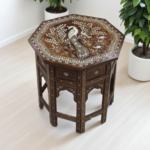 Mesa Plegable Rectangular de 18 Pulgadas con Incrustaciones de Hueso de Camello Pulido, Artesanía Decorativa de Madera Hecha a Mano para Oficina en Casa con Letreros de Pared - Product Image 1