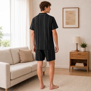 High End Sleepwear Minimalist Loose 3 Pieces Strip Home Wear <strong>Pajamas</strong> <strong>Men's</strong> Clothing <strong>Cheap</strong> - Product Image 5