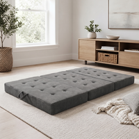 Canapé-lit pliable OEM, convertible, à trois sections, avec coussin en mousse haute densité et revêtement en velours côtelé, idéal pour entrepôt et appartement
