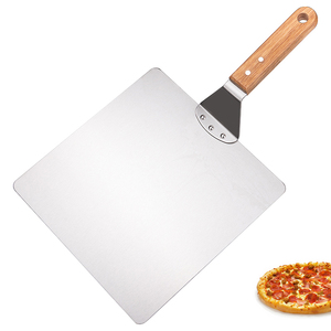 Pala per Pizza in Acciaio Inossidabile da 10 Pollici con Manico in Legno di Gomma, Spatola per Pizza, Utensili per Forno - Product Image 1