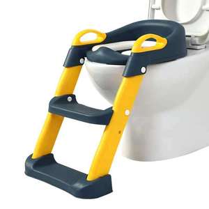 Childrens Toilet Seat With Ladder PP Material Safety Backrest For 2-4 Years Kids Potty Training Staircase Style - Product Image 3