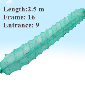 Cage à poisson flottante en HDPE et polyester vert Long piège filet de pêche pour <span class=keywords><strong>écrevisses</strong></span> <span class=keywords><strong>vivantes</strong></span>/crabe/homard <span class=keywords><strong>prix</strong></span> africain pour toute l'eau - Product Image 3
