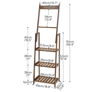 Modern 5-Tier Bamboo <strong>Towel</strong> Rack With 3 Shelves Espresso Finish Leaning Ladder <strong>Storage</strong> <strong>Unit</strong> for Master Bathroom - Product Image 3