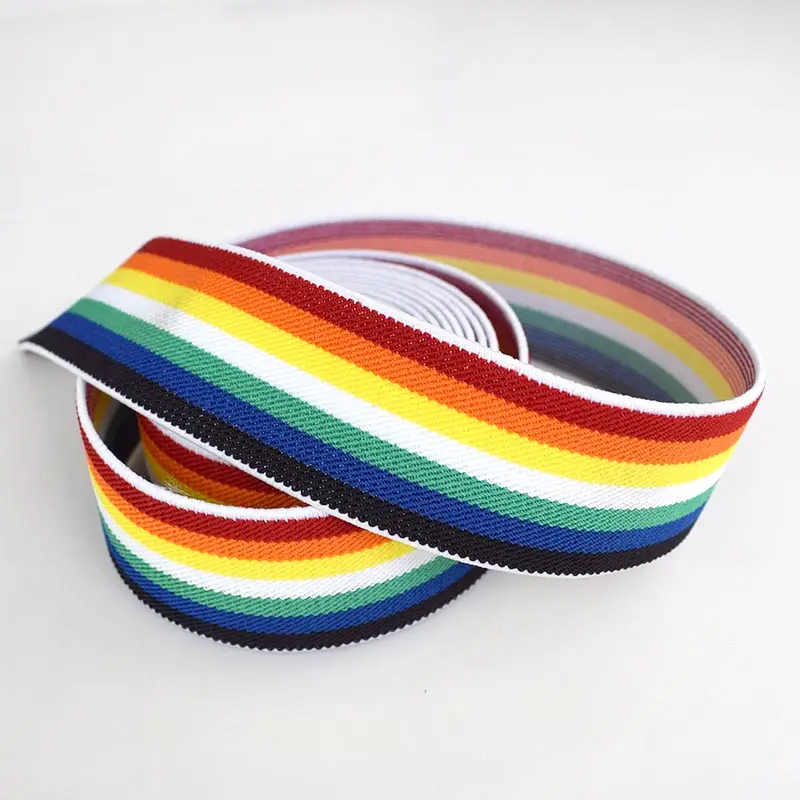 Deepeel KY582 2/2.5/3.8CM DIY Garment Sewing Accessories Decoration Skirt Belt Rainbow Stripe Elastic Band