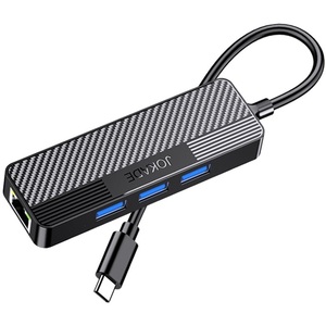 Jokade USB-C 4 In 1 Hub <b>Adapter</b> 3xUSB 3.0 1xRJ45 Gigabit <b>Ethernet</b> Black JC009-F - Product Image 2