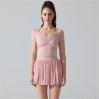 Ensemble de tenue de tennis 2 pièces pour femme 2026 : haut court à manches courtes et jupe en maille unie, tissu en maille haute densité, séchage rapide, idéal pour le yoga et la gym