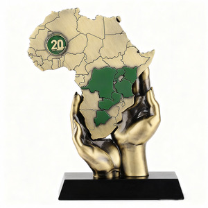 Trofeo de Metal con <span class=keywords><strong>Mapa</strong></span> del <span class=keywords><strong>Mundo</strong></span> de África Personalizado, Aleación de Zinc de Alta Gama, Adorno Conmemorativo de Arte Corporativo Personalizado de Fábrica con Base, Venta al por Mayor - Product Image 1