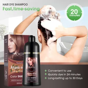 Commercio all'ingrosso Mokeru 500ml veloce marrone scuro colore dei capelli Shampoo colore dei capelli shampoo etichetta privata adatto per gli uomini e le donne