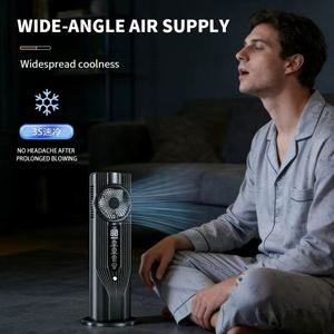 USB Rechargeable Humidifying Tower Fan, 6-Speed Desktop Fan with LED <b>Light</b>, Low Noise & Wide-Angle Airflow for Home Office - Product Image 4