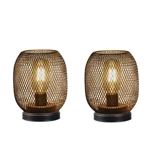 New Image Metal Cage LED Lantern Battery Operated Night Table Lamp with LED Edison Style Bulb for Kid's Gift Home Decoration