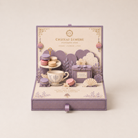 Boîte cadeau rigide 3D personnalisée en gros, style tiroir, emballage en papier pour macarons, chocolats, desserts, confiseries