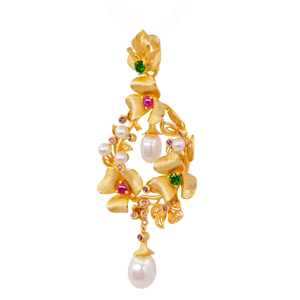 UM Jewelry's Modern 925 Silver Zircon Flower Shape Pendant 18K Gold Plated Unisex Daily Wear Wedding Anniversary <b>Gift</b> - Product Image 2