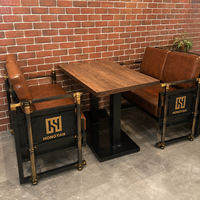Ensemble de mobilier pour restaurant de restauration rapide avec banquettes, tables à manger, chaises, taille et couleur personnalisées pour les chaînes de restaurants QSR
