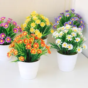 Mini künstliche Sonnenblumen Topfpflanzen gelbe gefälschte Sonnenblumen Bonsai künstliche Blumen in Töpfen für Küche Home Badezimmer