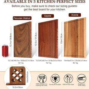 Wooden Cutting Board Set 3 Piece Book Shaped With <b>Stand</b> For Meat Fish <b>Vegetables</b> Cheese Bread Kitchen Use - Product Image 4