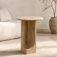 Table basse en travertin beige naturel en gros pour les importateurs de meubles