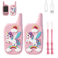 Talkie-walkie vidéo pour enfants, lot de 2, interphone vidéo HD rechargeable, changeur de voix de dessin animé, effets vocaux, appel en un clic