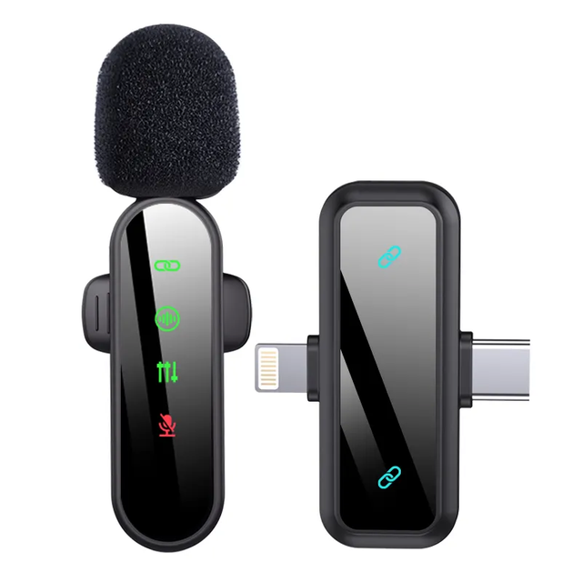 Portable Wireless Lavalier Microphone for Phone Camera Video Interview Vlog 360° Surround Sound Pickup Microphone