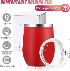 Vaso de vino de 12 oz con tapa, tazas de viaje de acero inoxidable sin tallo, taza de café con doble pared aislada, copas de vino aisladas para viaje - Product Image 2