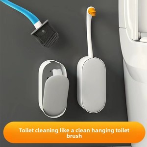 Ensemble de <span class=keywords><strong>brosse</strong></span> WC murale avec <span class=keywords><strong>brosse</strong></span> en <span class=keywords><strong>silicone</strong></span> Swan à tête pivotante, manche long en plastique, pour nettoyage domestique des angles morts - Product Image 2