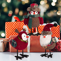 Décoration de table en tissu créative Hongsheng pour Noël, motif oiseau mignon et Père Noël, oiseau debout pour les fêtes transfrontalières