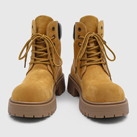 Bottes décontractées jaunes à plateforme épaisse, très tendance, pour le streetwear, bottines à bout rond large, antidérapantes, à semelle épaisse, pour le travail en extérieur