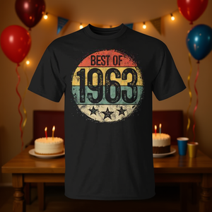 T-shirt « Best of 1963 » pour homme et femme, vêtement promotionnel pour la fête des 62 ans - Product Image 3