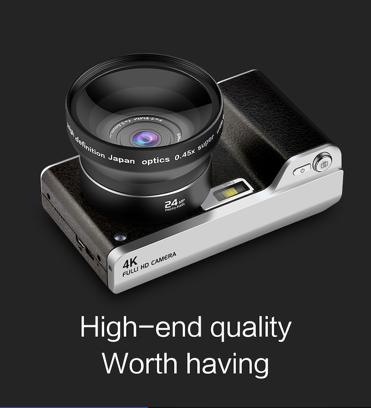 Professional SLR Digital Camera 4 inch Touch Screen Display 24 Million Pixels Kids Camera 4K Digital with Wide Angle Lens