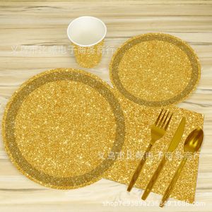 Ensemble <span class=keywords><strong>de</strong></span> vaisselle moderne à motif géométrique pour la maison et les fêtes Nouveau pour Amazon Plateau et tasse <span class=keywords><strong>en</strong></span> <span class=keywords><strong>papier</strong></span> <span class=keywords><strong>de</strong></span> soie à thème doré pour les chemins <span class=keywords><strong>de</strong></span> <span class=keywords><strong>table</strong></span> - Product Image 5