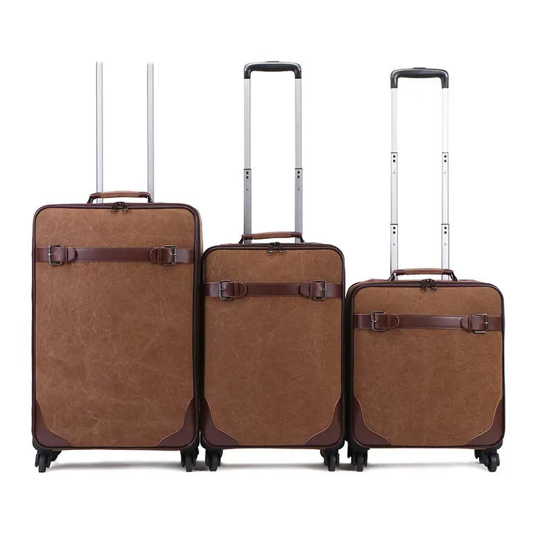 Reisbagagetas 3 Stuks Trolley Bagageset Koffer Fabriek Groothandel Unisex Stijl Spinner Slot Canvas Bagage