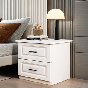 <strong>Small</strong> Modern Solid Wood <strong>White</strong> Oak Panel Bedside <strong>Table</strong> with Storage Simple Nordic Luxury for Bedroom Use - Product Image 6