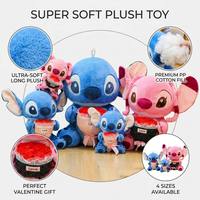Peluche Lilo & Stitch tenant des fleurs, peluche courte en coton PP, 31-50 cm, jouet pour bébé