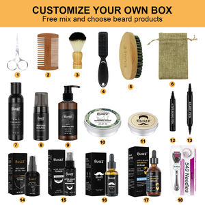 Ensemble de rouleaux de croissance de barbe de marque privée pour hommes 100% produits de baume à l'huile de barbe naturelle Kit de toilettage de barbe - Product Image 2