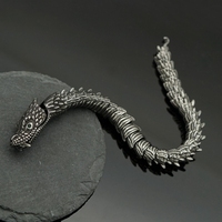Bracelet en acier inoxydable antique Ouroboros Dragon Snake Bijoux gothiques pour hommes