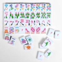 Élégant et moderne : Ensemble de tuiles de mahjong en acrylique de style cosmétique, accessoires de beauté imprimés, portable pour collection de fête féminine