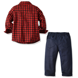 Three-piece set, t-<strong>shirt</strong> and pants for children, <strong>boy's</strong> clothing, plaid, <strong>Christmas</strong> style, new collection 2020 - Product Image 2