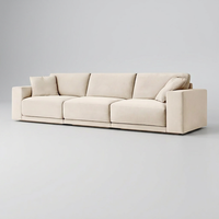 Canapé modulaire 3 pièces en bois avec coussins ultra-épais en mousse haute densité, assemblage par emboîtement, pour appartement moderne, salon domestique