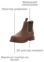 Chaussures de sécurité Work Groundbreaker Chelsea H2O à embout d'acier pour hommes - Semelle intermédiaire et extérieure en caoutchouc, doublure en fourrure, construction hivernale