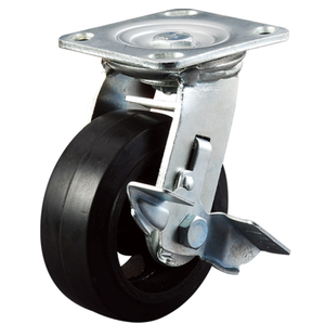 <span class=keywords><strong>125mm</strong></span> Industrie Rubber Drop Hochleistungs-Nachlauf rad Schwenkbare Gusseisen rolle mit Bremse 250-400kg Kapazität - Product Image 1