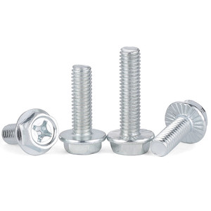 Tornillo de máquina de brida Phillips hexagonal galvanizado de acero al carbono M4 M5 M6 M8 ranura exterior con tornillo de perno de arandela - Product Image 3