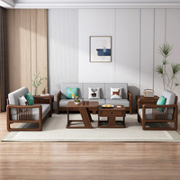 Juego de Sofás Nórdicos de Madera Maciza - Modelo Combinado de Tela para Sala de Estar Pequeña, Moderno y Sencillo para el Hogar - Sofá de Estilo Rústico