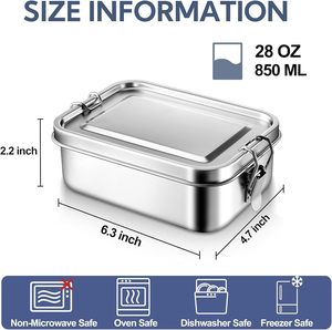 กล่องข้าวแบบพกพาสองชั้น ขนาด 500 มล. 16 ออนซ์ ปลอดสาร BPA ป้องกันการรั่วซึม  โลโก้สั่งทำได้  วัสดุสแตนเลสทนทาน สำหรับเตรียมอาหาร - Product Image 5