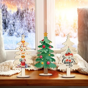 Ornements de Noël en bois vierges à suspendre, décorations DIY avec base en corde, artisanat en bois non fini pleine couleur pour les fêtes - Product Image 4