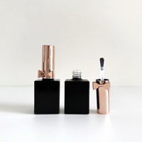 Flacon de vernis à ongles en verre noir brillant et blanc de 10 ml et 15 ml, conteneur cosmétique carré avec bouchon à pince et impression sérigraphique