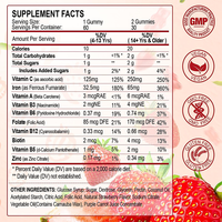 Rosebest Gummies au fer 65 mg certifiés GMP, saveur fraise, végétaliens, pour enfants et adultes, avec complexe B et vitamine C