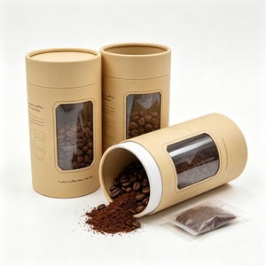 Custom Cylindrical Kraft <b>Paper</b> Packaging Tube Featuring Reliable Plastic Lid, Safe Storage Container For Coffee Beans Tea <b>Leaves</b> - Product Image 6
